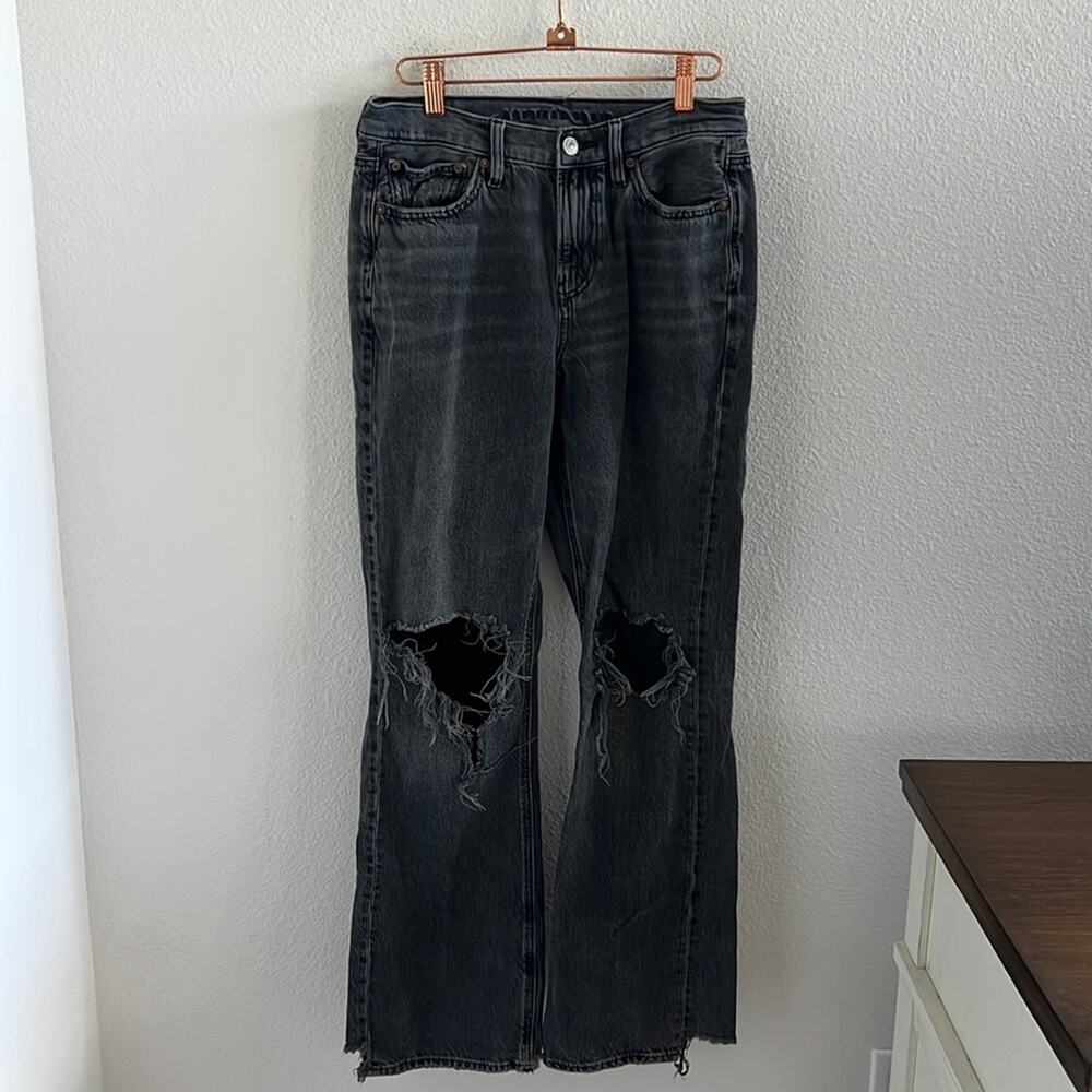 American Eagle 90s Bootcut Boot Cut Distressed Black Denim Jeans 4